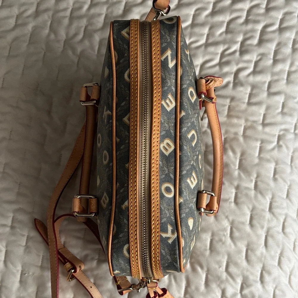 Dooney & Bourke Gray and Tan Logo Satchel